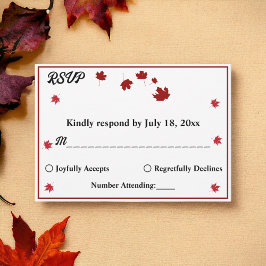 Elegant Rustic Höst löv Romantic Fall Wedding OSA Kort