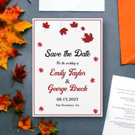 Elegant Rustic Höst löv Romantic Fall Wedding Spara Datumet