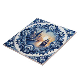 Elegant Rustic Indigo Blue Azulejo Tile Design Kakelplatta