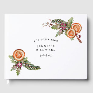 Elegant Rustic jul Botanical Bröllop Gästböcker