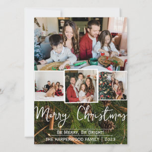 Elegant Rustic-julfamiljen Photo Collage Julkort
