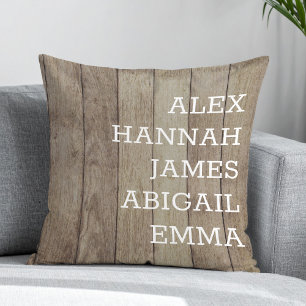 Elegant Rustic Kids Namn Personlig Family Kudde