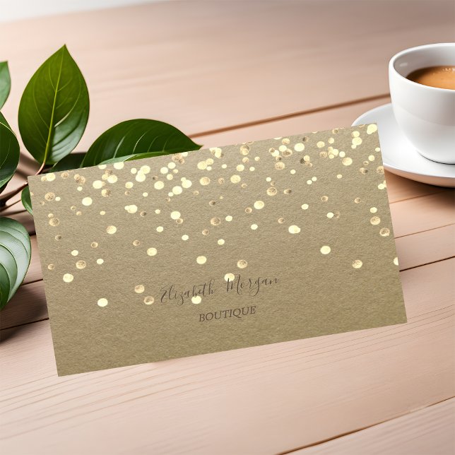 Elegant ,Rustic Kraft, Guld Confetti Visitkort (Skapare uppladdad)