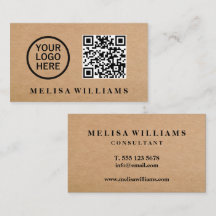 Elegant Rustic Kraft Logotyp QR-kodAffärskort