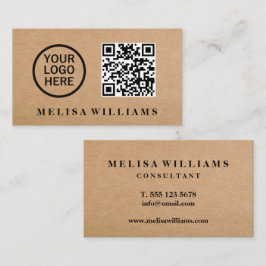 Elegant Rustic Kraft Logotyp QR-kodAffärskort Visitkort
