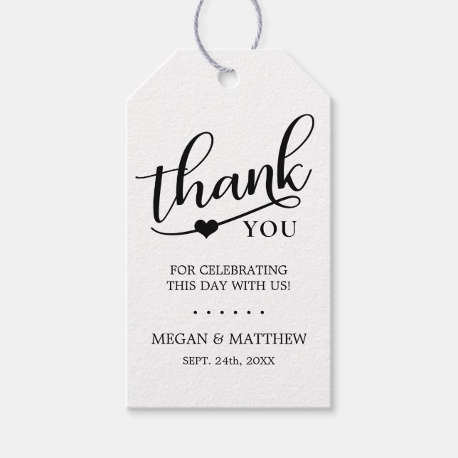 Elegant Rustic Kraft TACK Heart Bröllop Presentetikett (Framsidan)