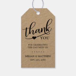 Elegant Rustic Kraft TACK Heart Bröllop Presentetikett