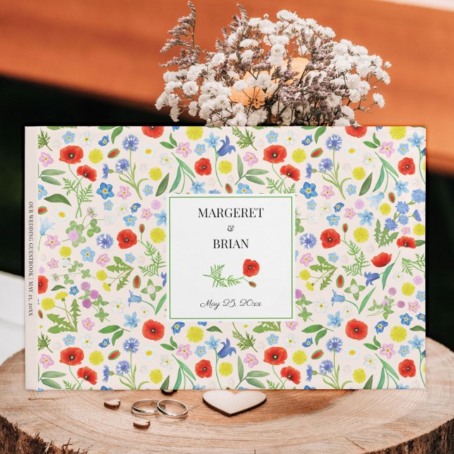 Elegant Rustic Land Blommigt Namnteckning Bröllop Gästböcker (Elegant Rustic Country Floral Signature Wedding Guest Book)