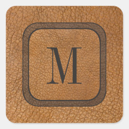 Elegant Rustic Land Vintage Leather Monogram Fyrkantigt Klistermärke