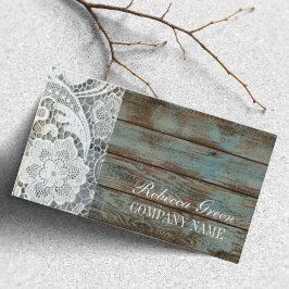 Elegant Rustic Land White Snöre blue Barn Wood Visitkort