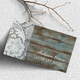 Elegant Rustic Land White Snöre blue Barn Wood Visitkort