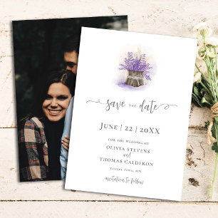 Elegant Rustic Lavender Watercolor Blommigt Photo Spara Datumet
