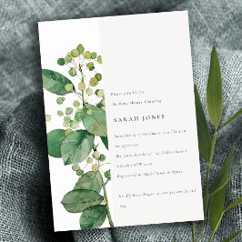 Elegant Rustic Leafy Foliage Greenery Baby Shower Inbjudningar