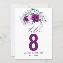 Elegant Rustic Lila Blommigt Bröllop Bordsnummer