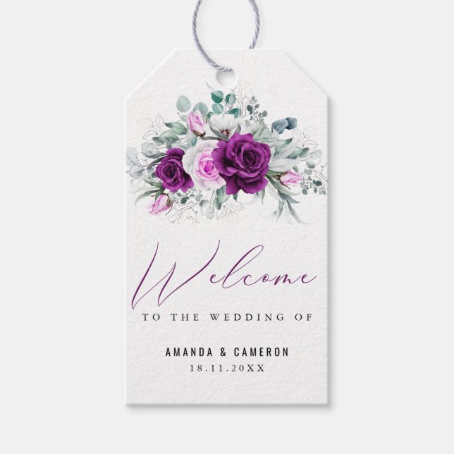 Elegant Rustic Lila  Geometric Bröllop Presentetikett (Framsidan)