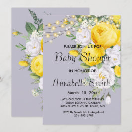 Elegant Rustic ljus Gult Blommigt Babyskiss Inbjudningar