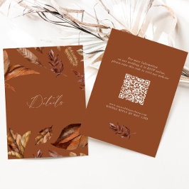Elegant Rustic Löv QR Bröllop Terracotta Tilläggskort