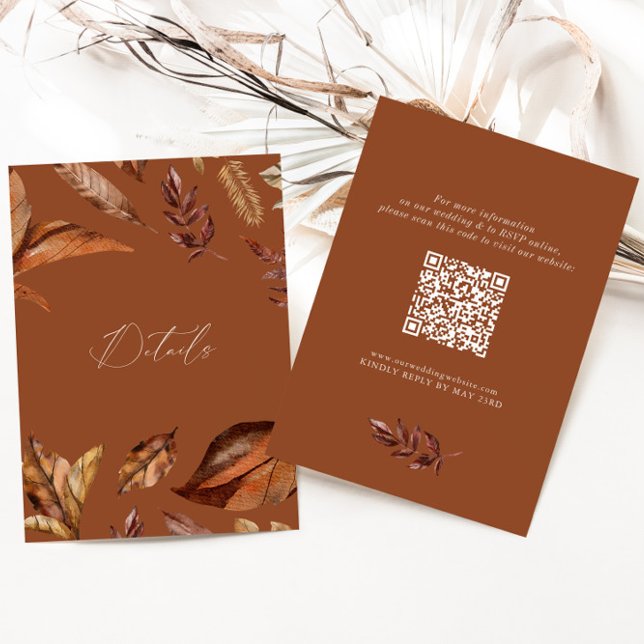 Elegant Rustic Löv QR Bröllop Terracotta Tilläggskort (Skapare uppladdad)