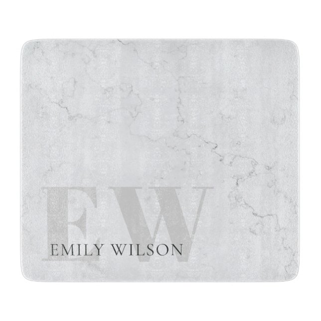 Elegant Rustic Marble Stone Grått Monogram Namn (Framsidan)