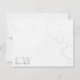 Elegant Rustic Marble Stone Grått Namn Monogram Anteckningskort