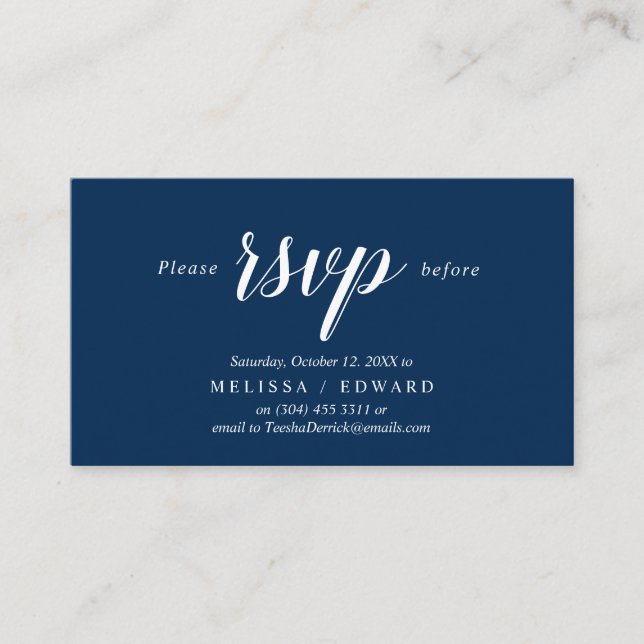 Elegant Rustic, marinblått, OSA-svar, svar Tilläggskort (Framsida)