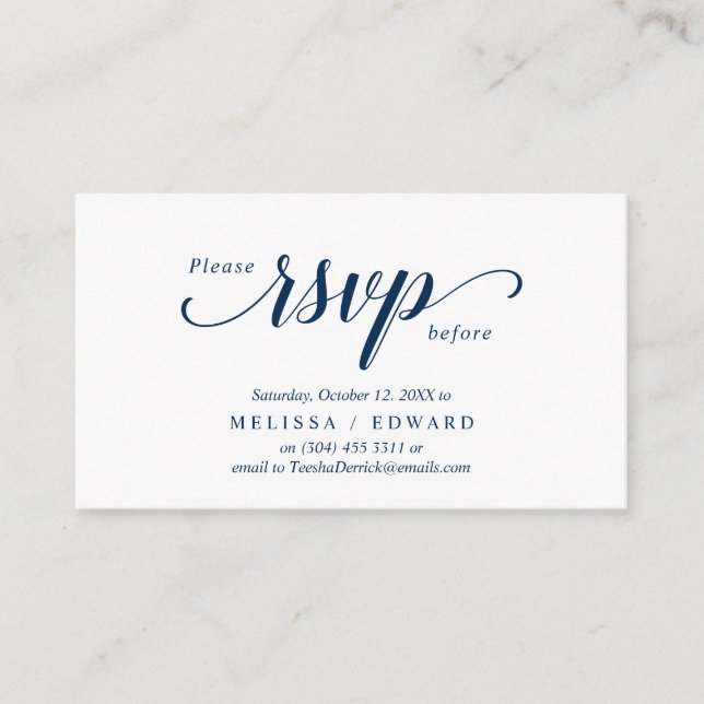 Elegant Rustic, marinblått, OSA-svar, svar Tilläggskort (Framsida)