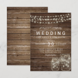 Elegant Rustic Mason Burk Bröllop Card Inbjudningar
