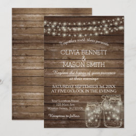 Elegant Rustic Mason Burk Bröllop Card Inbjudningar