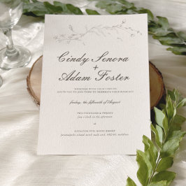 Elegant Rustic Minimalist Botanical Bröllop Inbjudningar