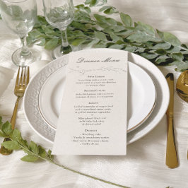 Elegant Rustic Minimalist Botanical Bröllop Meny