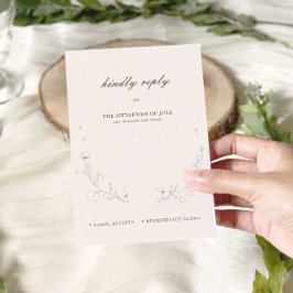 Elegant Rustic Minimalist Botanical Bröllop OSA Kort
