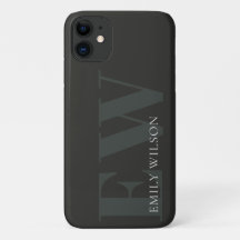 Elegant Rustic Mörk Dusky Grönt Black Monogram