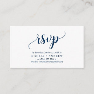 Elegant Rustic Navy Blue, Bröllop OSA, svara Tilläggskort