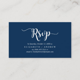 Elegant Rustic Navy Blue, Bröllop OSA, svara Tilläggskort