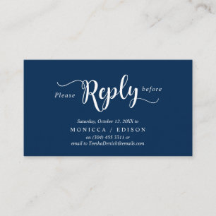 Elegant Rustic Navy Blue, Party OSA, svara Tilläggskort