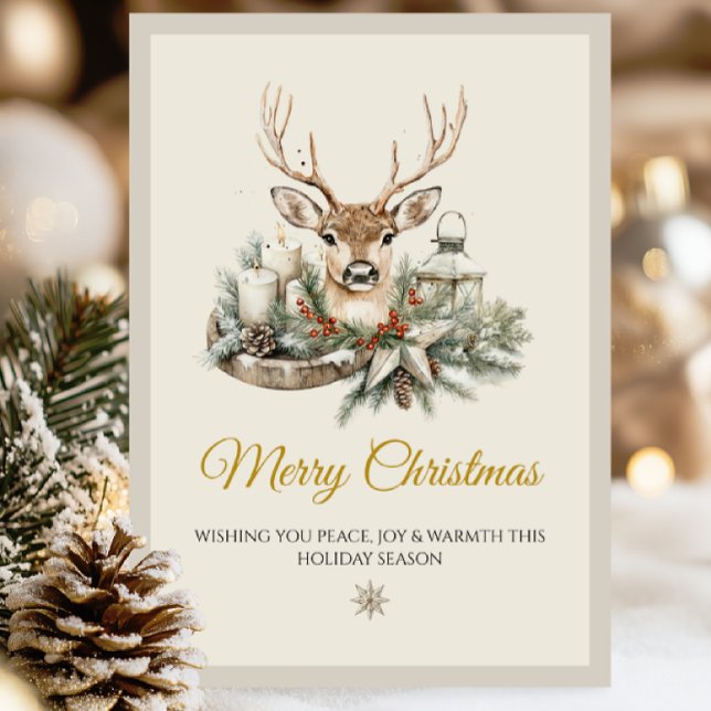 Elegant Rustic Noël-julkort - Modern vinter Kort (A heartfelt rustic holiday card with vintage charm and warmth.)