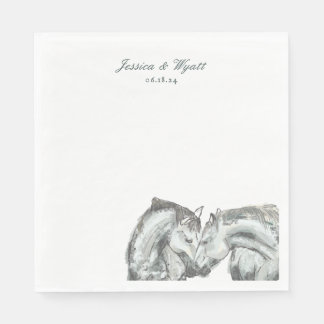 Elegant Rustic Nuzzling Horses Bröllop Pappersservett