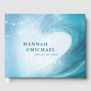 Elegant Rustic Ocean Wave Beach Wedding Gästböcker