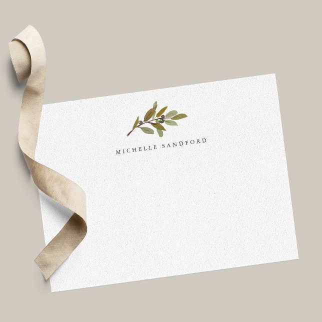 Elegant Rustic Olive Gren Personlig Note Card Anteckningskort (Skapare uppladdad)