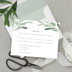Elegant Rustic Olive Watercolor Bröllop OSA Card Inbjudningar