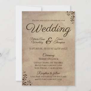 Elegant Rustic Parchment Papper Rulla Design Inbjudningar