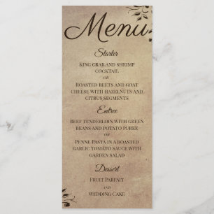 Elegant Rustic Parchment Papper Rulla Design Meny