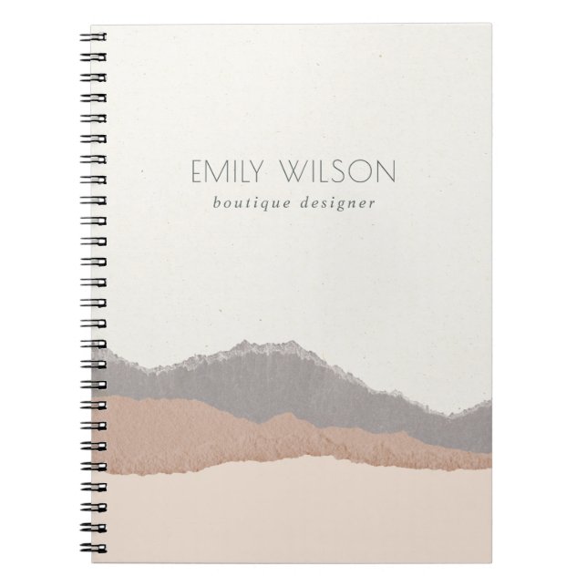 Elegant Rustic Pastel  Kraft Mountain Wave Anteckningsbok (Framsidan)