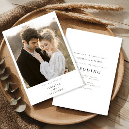 Elegant Rustic Photo Minimalist Wedding-inbjudan Inbjudningar