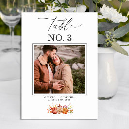Elegant Rustic Photo Script Bröllop Bordsnummer