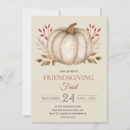 Elegant Rustic Pumpkin Friendsgiving Feast Middag Inbjudningar