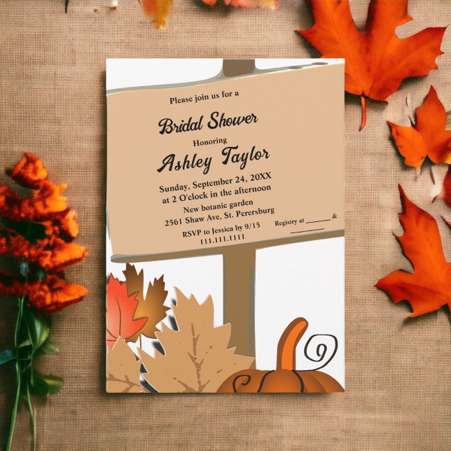 Elegant Rustic Pumpkin Löv Fall Möhippa Inbjudningar (Skapare uppladdad)