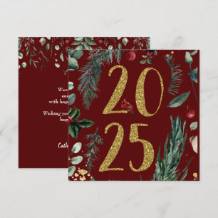 Elegant Rustic Red 2025 New Years Helgdag Card