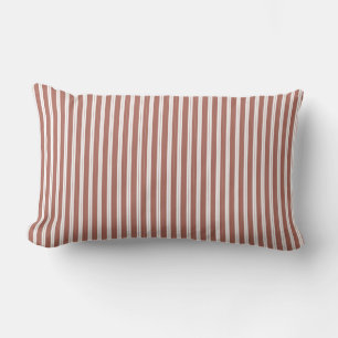 Elegant Rustic Red Fransk Ticking Rand Lumbarkudde