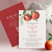 Elegant Rustic Red Peach Fruits Botanical Bröllop
